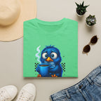 Cute Blue Bird 'Coffee First Adult' Graphic Tee — T-Shirt