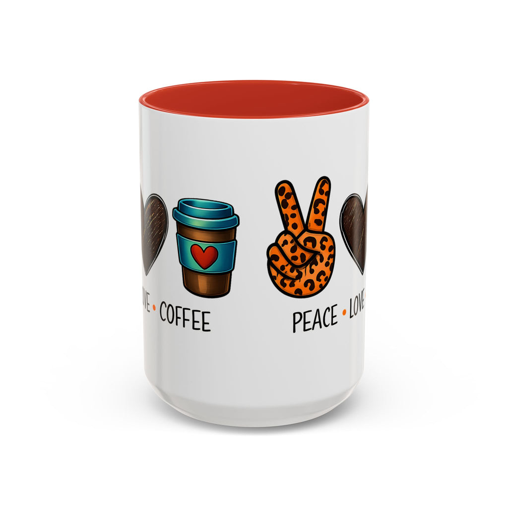 Peace • Love • Coffee Accent Mug — Leopard Peace Sign Coffee Lover Gift
