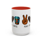 Peace • Love • Coffee Accent Mug — Leopard Peace Sign Coffee Lover Gift