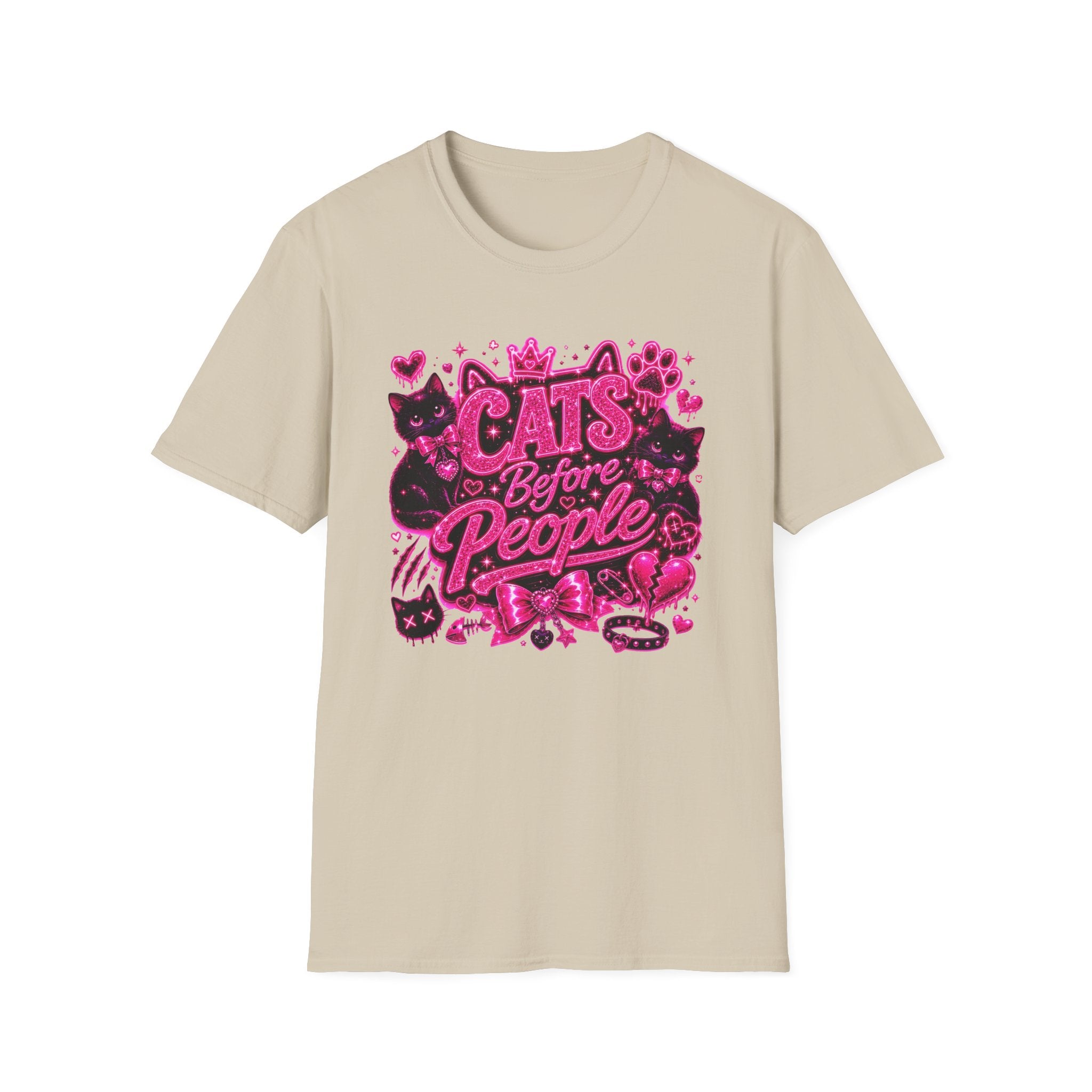 Cats Before People T-Shirt – Cute Pink Cat Graphic Tee