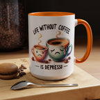 "Life Without Coffee Is Depresso" Accent Ceramic Mug (11/15oz) — Coffee Mug