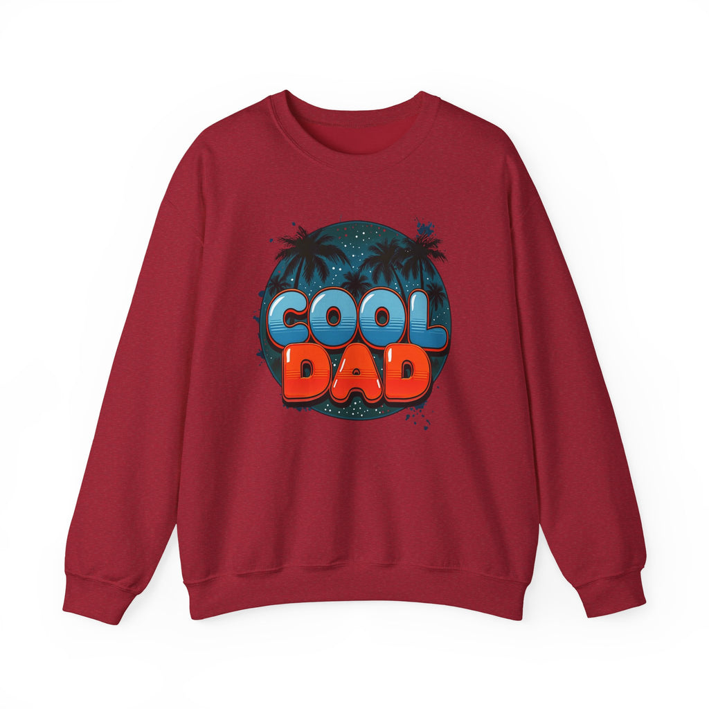 Cool Dad Crewneck Sweatshirt — Retro Night Sky Beach Palm Graphic Dad Shirt for Father’s Day