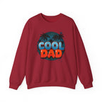 Cool Dad Crewneck Sweatshirt — Retro Night Sky Beach Palm Graphic Dad Shirt for Father’s Day