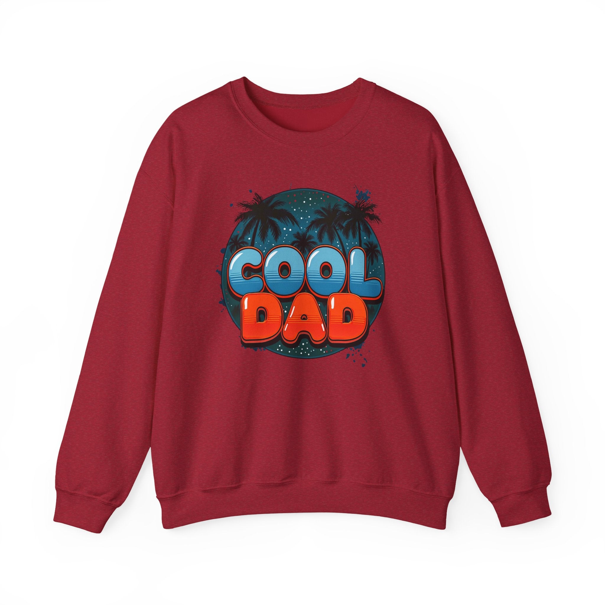 Cool Dad Crewneck Sweatshirt — Retro Night Sky Beach Palm Graphic Dad Shirt for Father’s Day