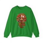 Black Nurse Magic Crewneck Sweatshirt — Brown Afro Nurse Heartbeat Design