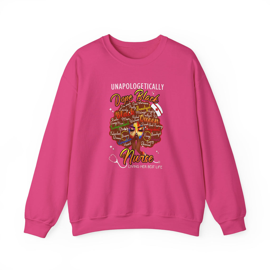 Unapologetically Dope Black Nurse Crewneck Sweatshirt – Brown Afro Nurse Stethoscope Design