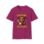 "I Run on Caffeine & Bad Decisions" Coffee Lover Tee — Caffeine Cow T-Shirt