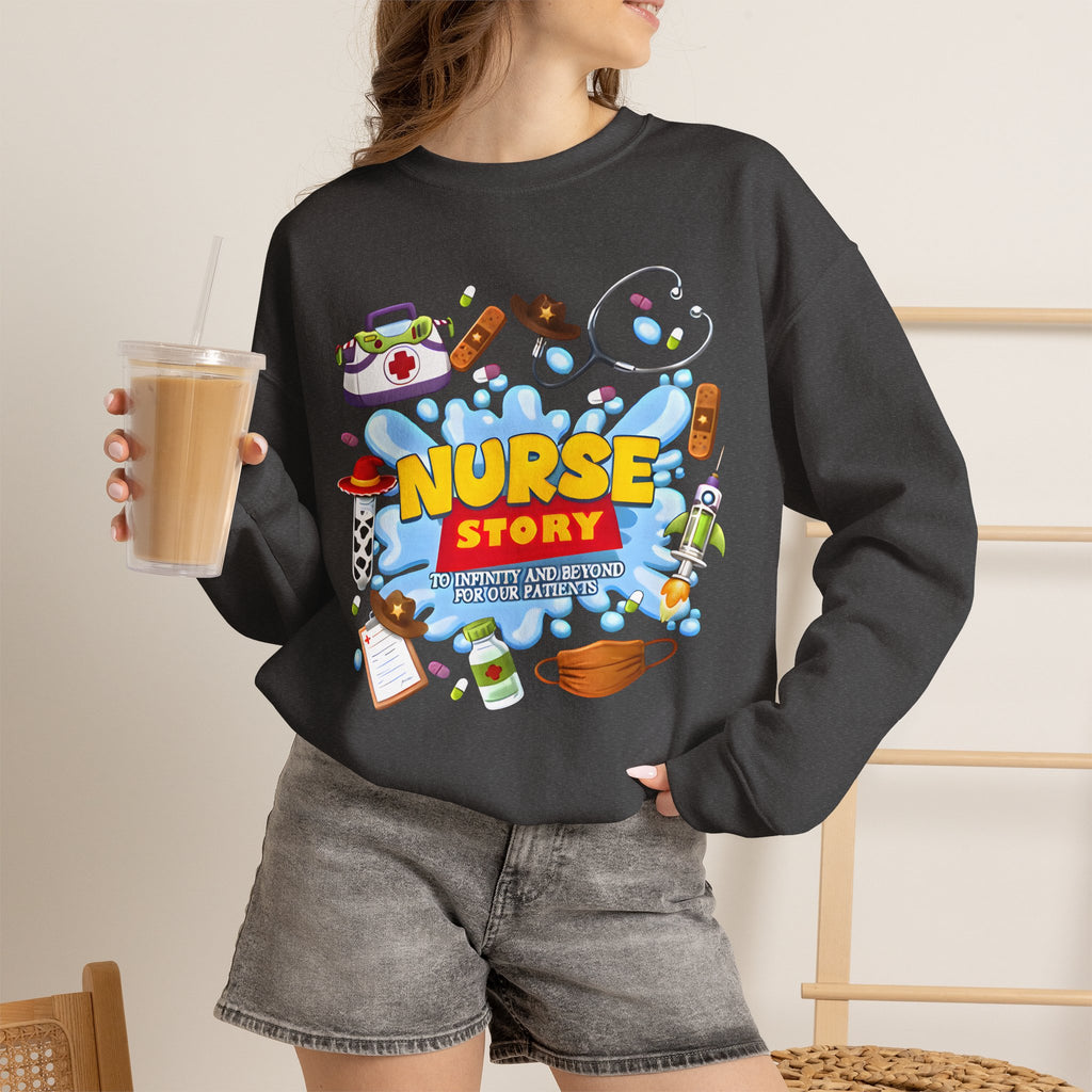 Nurse Story Sweatshirt — Cute Medical Cartoon Crewneck for Nurses