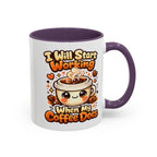 “I Will Start Working When My Coffee Does” Cute Kawaii Coffee Lover Gift — Coffee Mug