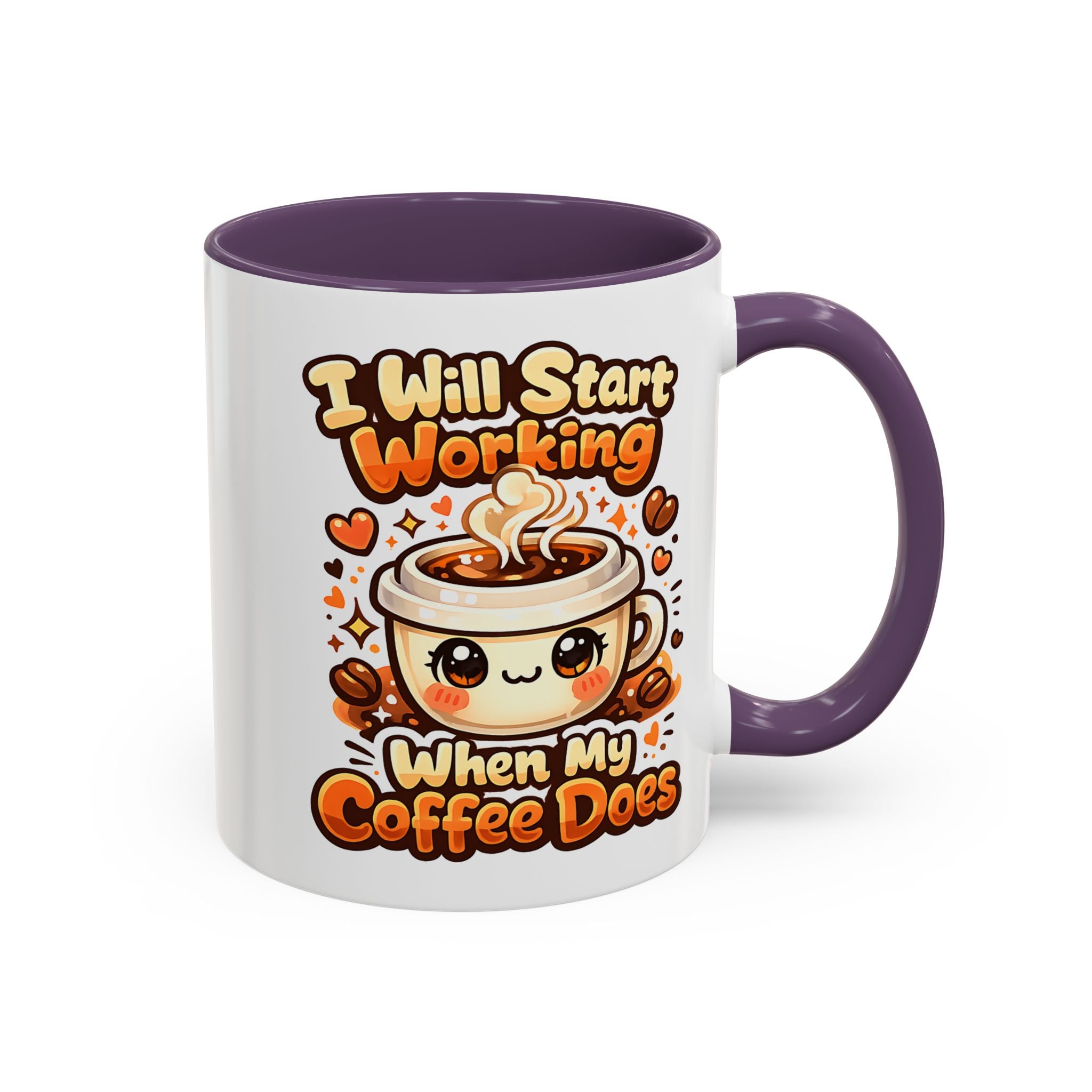 “I Will Start Working When My Coffee Does” Cute Kawaii Coffee Lover Gift — Coffee Mug