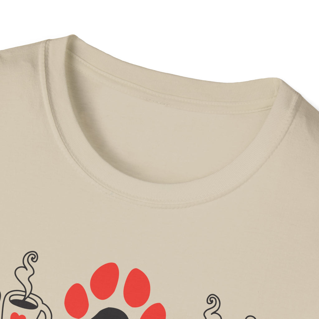 Dogs Books & Coffee T-Shirt (Red) — Dog Lover Reading & Coffee Tee