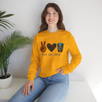 Peace • Love • Coffee Sweatshirt — Cozy Coffee Lover Crewneck