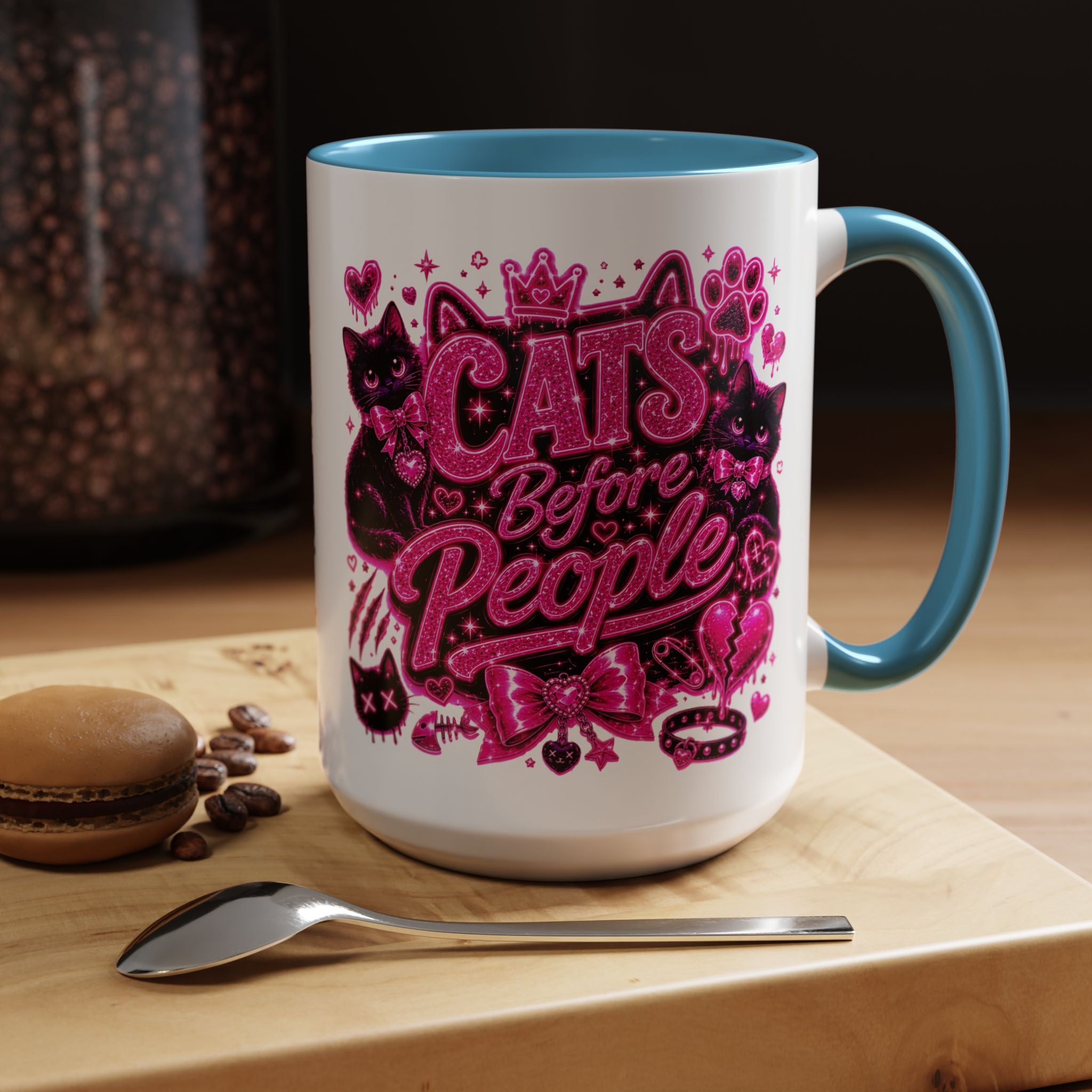 Cats Before People Coffee Mug — Pink Cat Lover Gift (11/15oz)