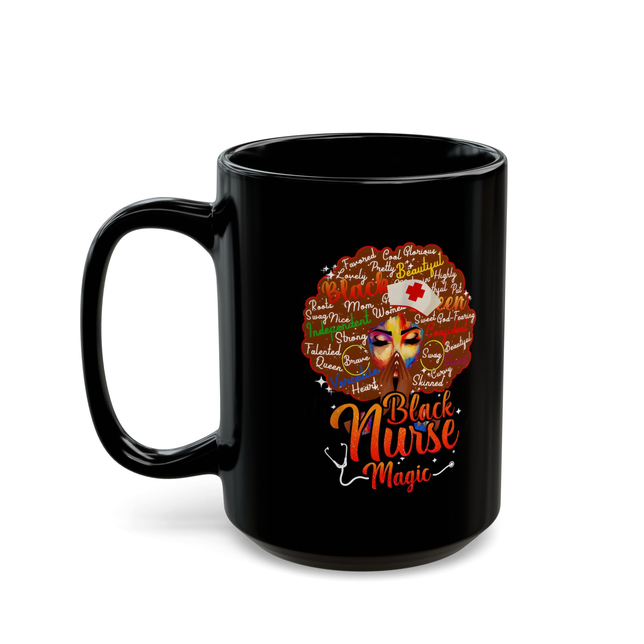 Black Nurse Magic Mug — Brown Afro Black Nurse Coffee Cup (11oz/15oz)