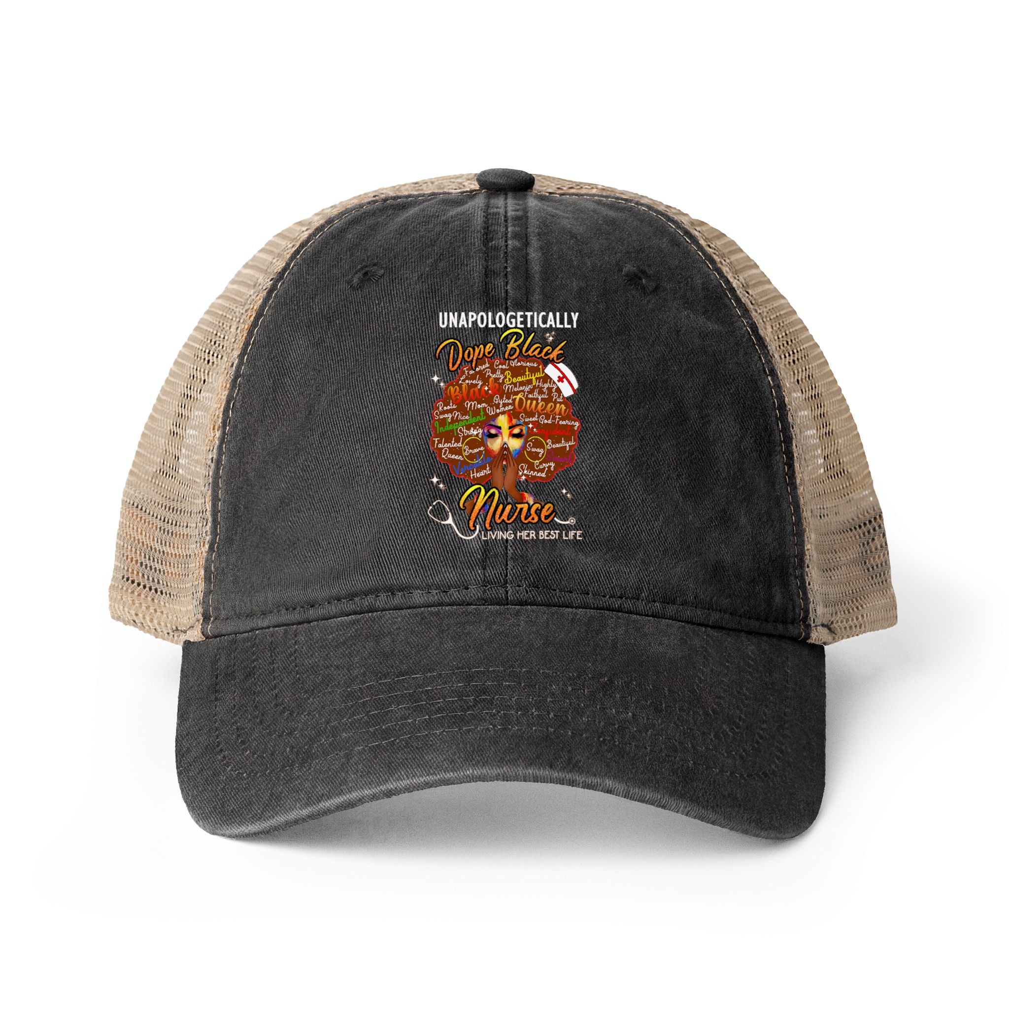 Unapologetically Dope Black Nurse - Women's Washed Mesh-Ponytail Back Cap