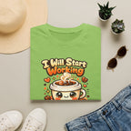 “I Will Start Working When My Coffee Does” Cute Kawaii Coffee Shirt — Coffee T‑Shirt