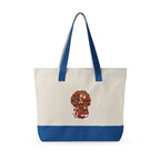 Black Nurse Magic w/Brown Afro Canvas Tote — Zippered Floral Calavera Bag