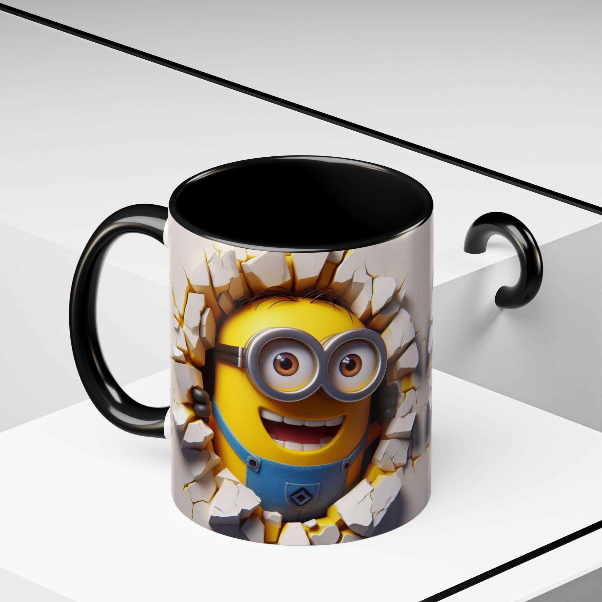 Minion "Breaking Wall" Accent Coffee Mug — Funny Cartoon Movie Character 11/15oz