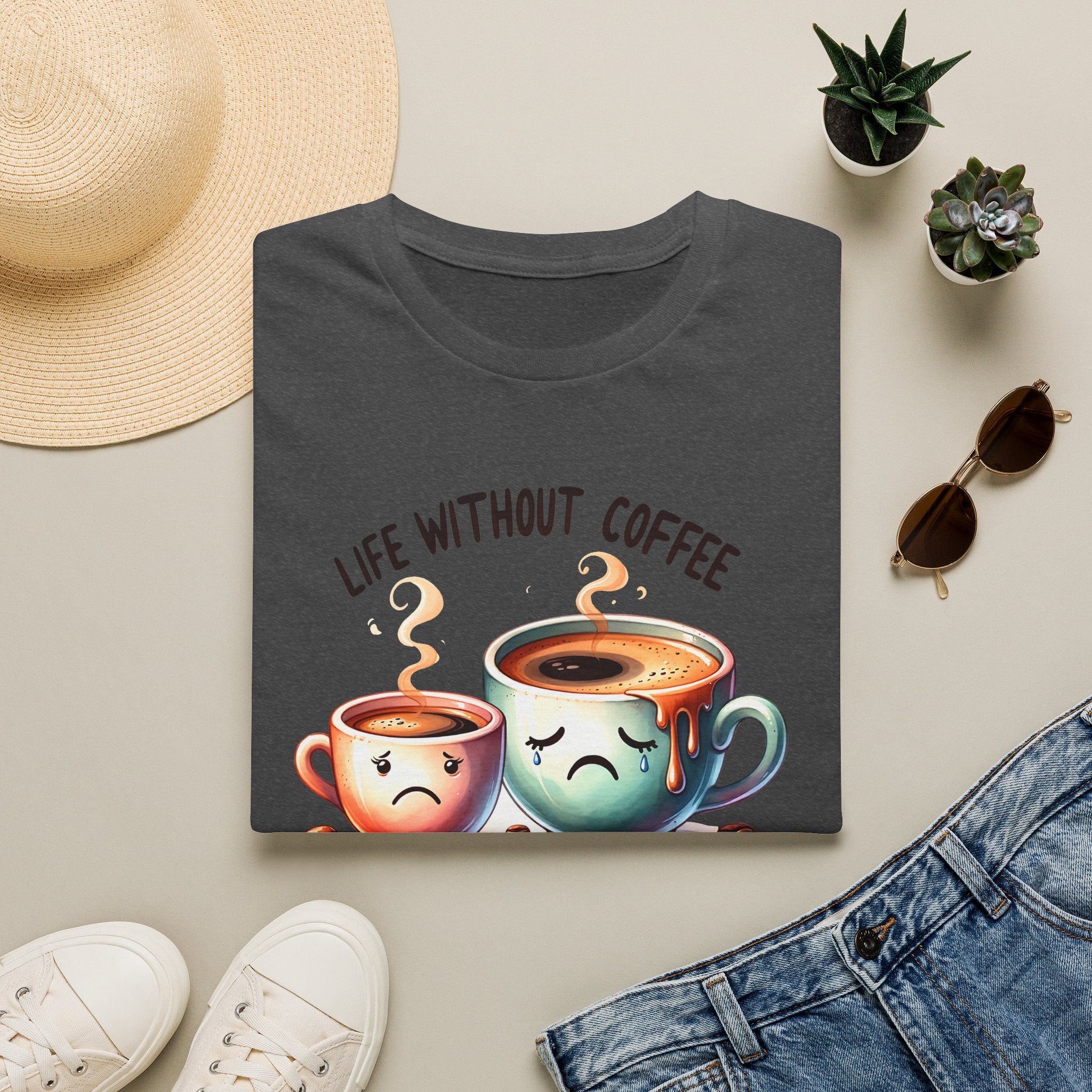 Coffee T-Shirt — "Life Without Coffee is Depresso" Cute Sad Coffee Tee