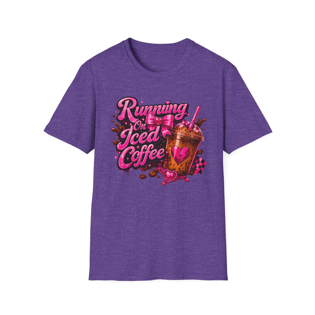 Running on Iced Coffee T-Shirt — Cute Pink Coffee Graphic Tee