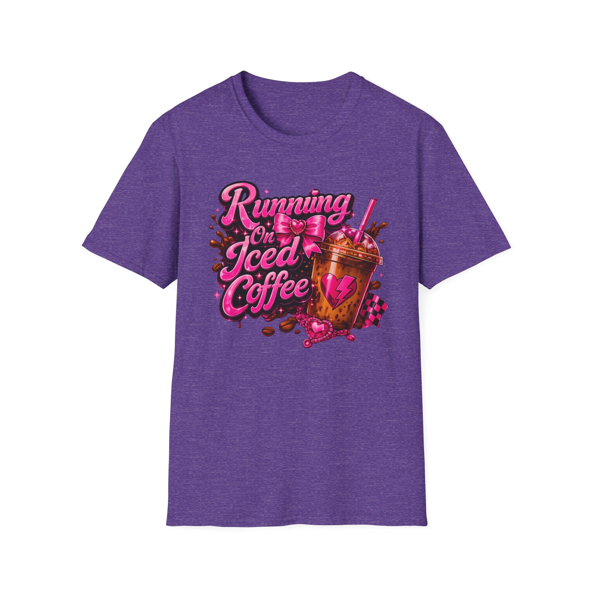 Running on Iced Coffee T-Shirt — Cute Pink Coffee Graphic Tee