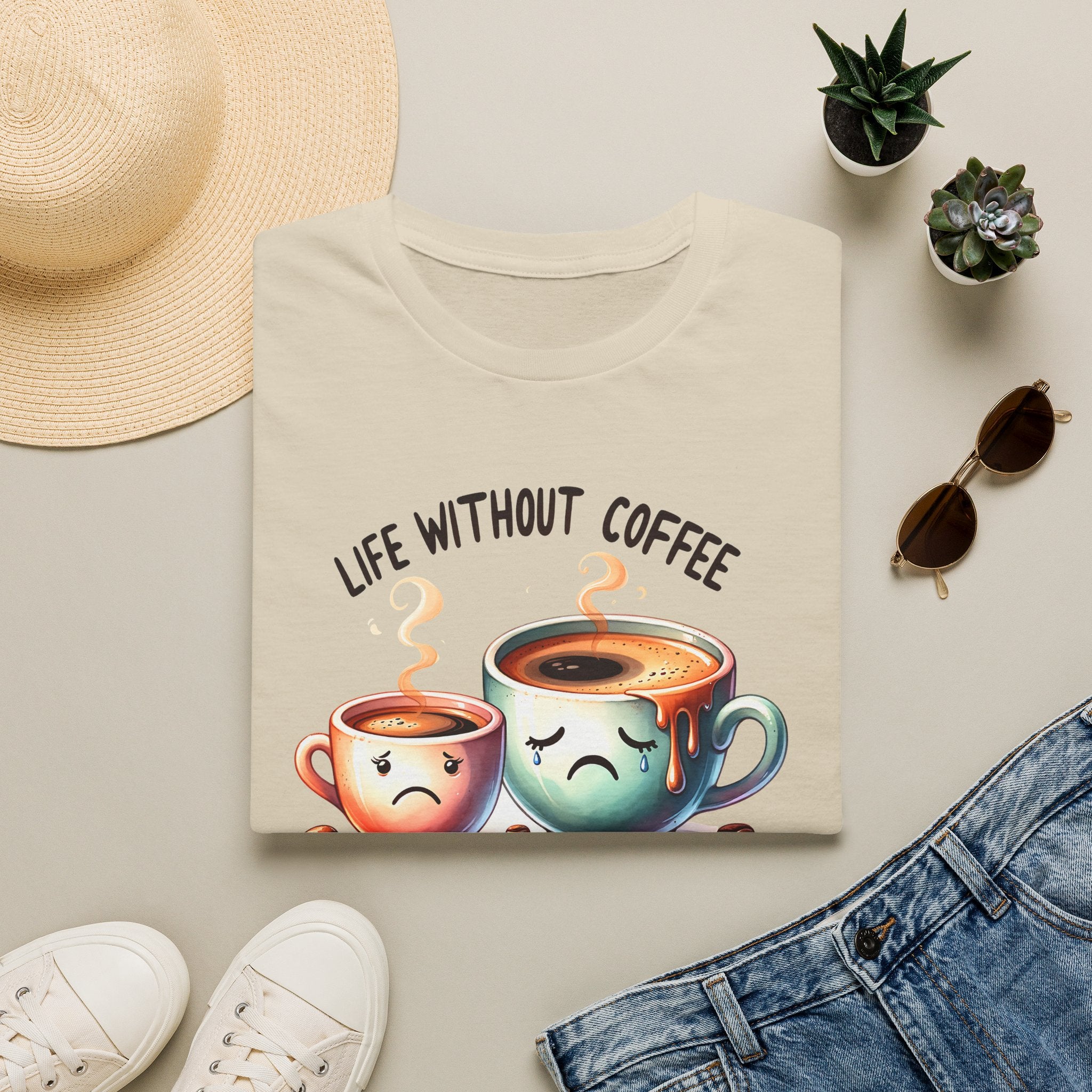 Coffee T-Shirt — "Life Without Coffee is Depresso" Cute Sad Coffee Tee