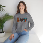 Peace • Love • Coffee Sweatshirt — Cozy Coffee Lover Crewneck