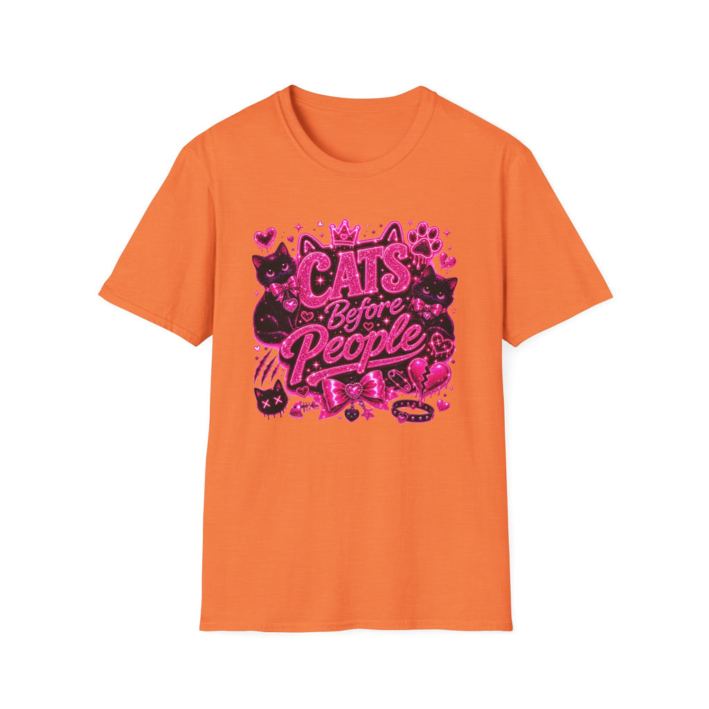 Cats Before People T-Shirt – Cute Pink Cat Graphic Tee
