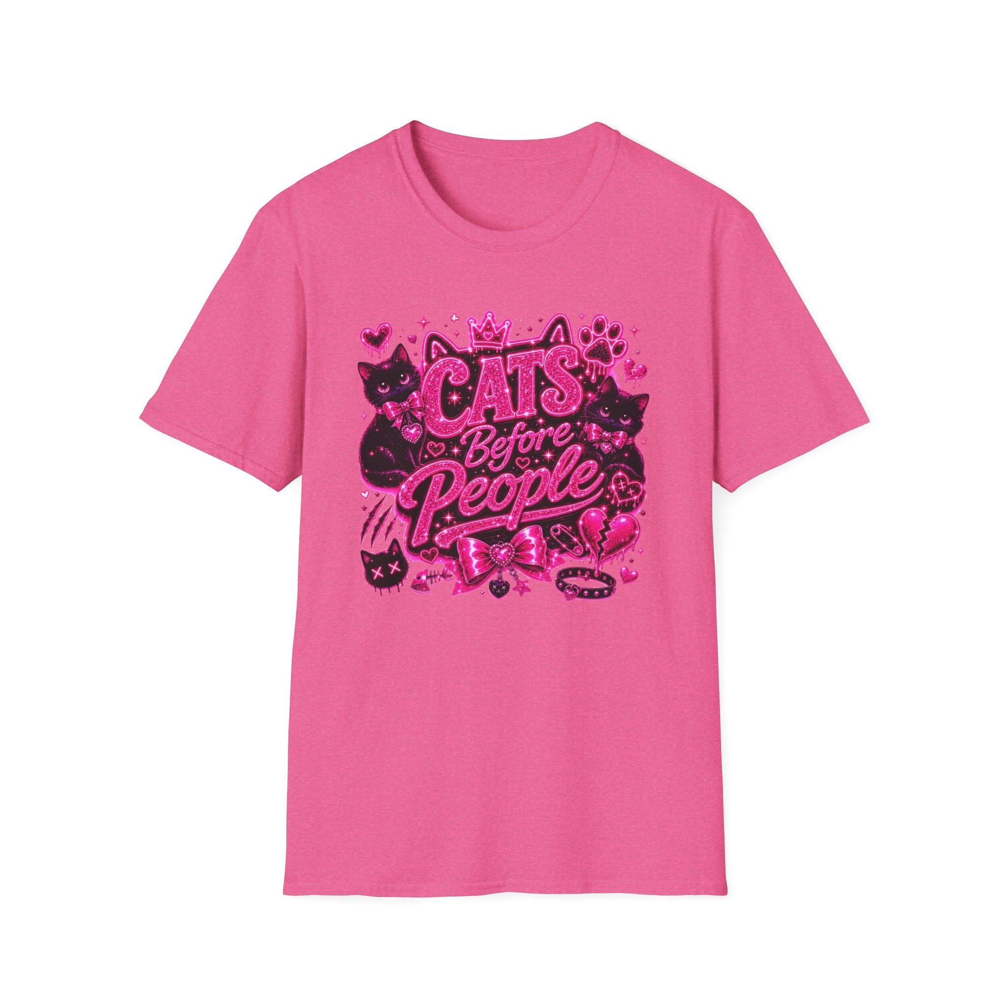 Cats Before People T-Shirt – Cute Pink Cat Graphic Tee