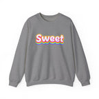 Sweet Rainbow Crewneck Sweatshirt — Retro Colorful "Sweet" Graphic
