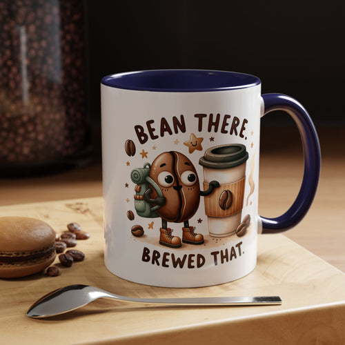 Bean There Brewed That Coffee Mug — Cute Coffee Bean & Cup Accent Mug (11/15oz)