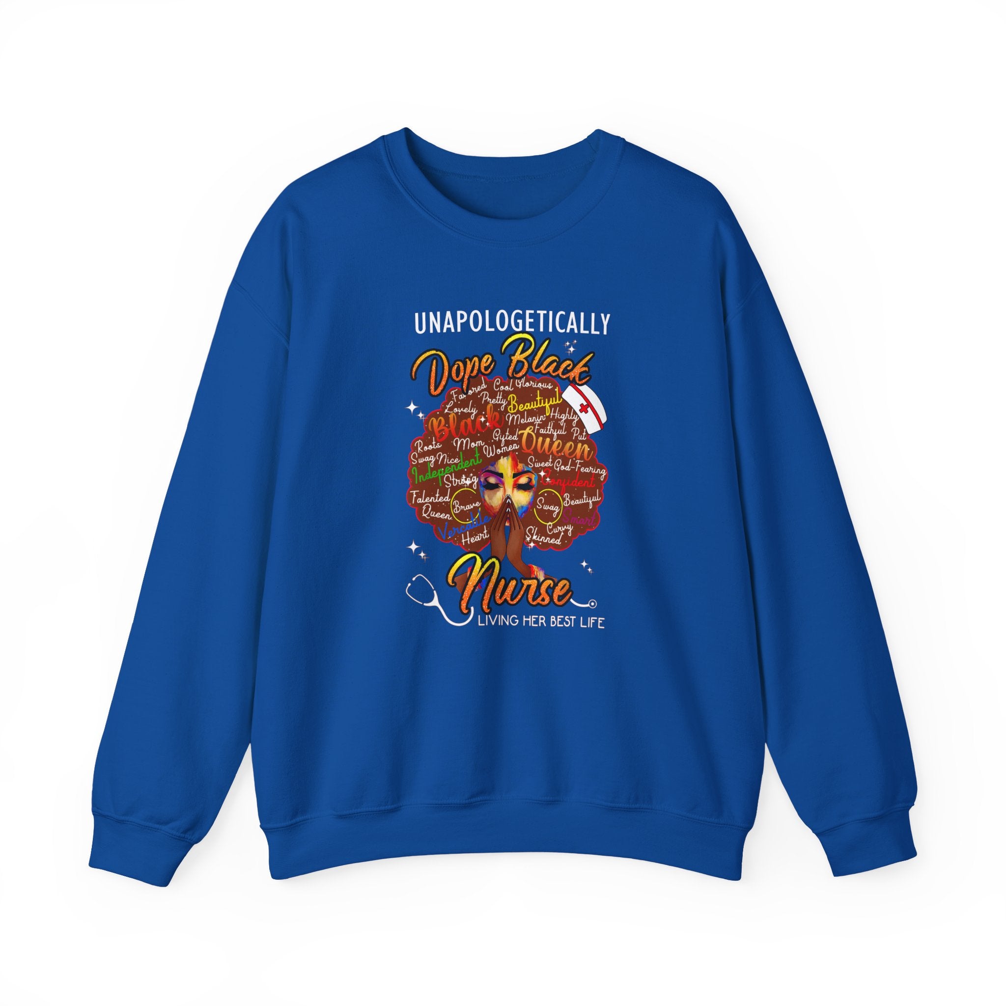 Unapologetically Dope Black Nurse Crewneck Sweatshirt – Brown Afro Nurse Stethoscope Design