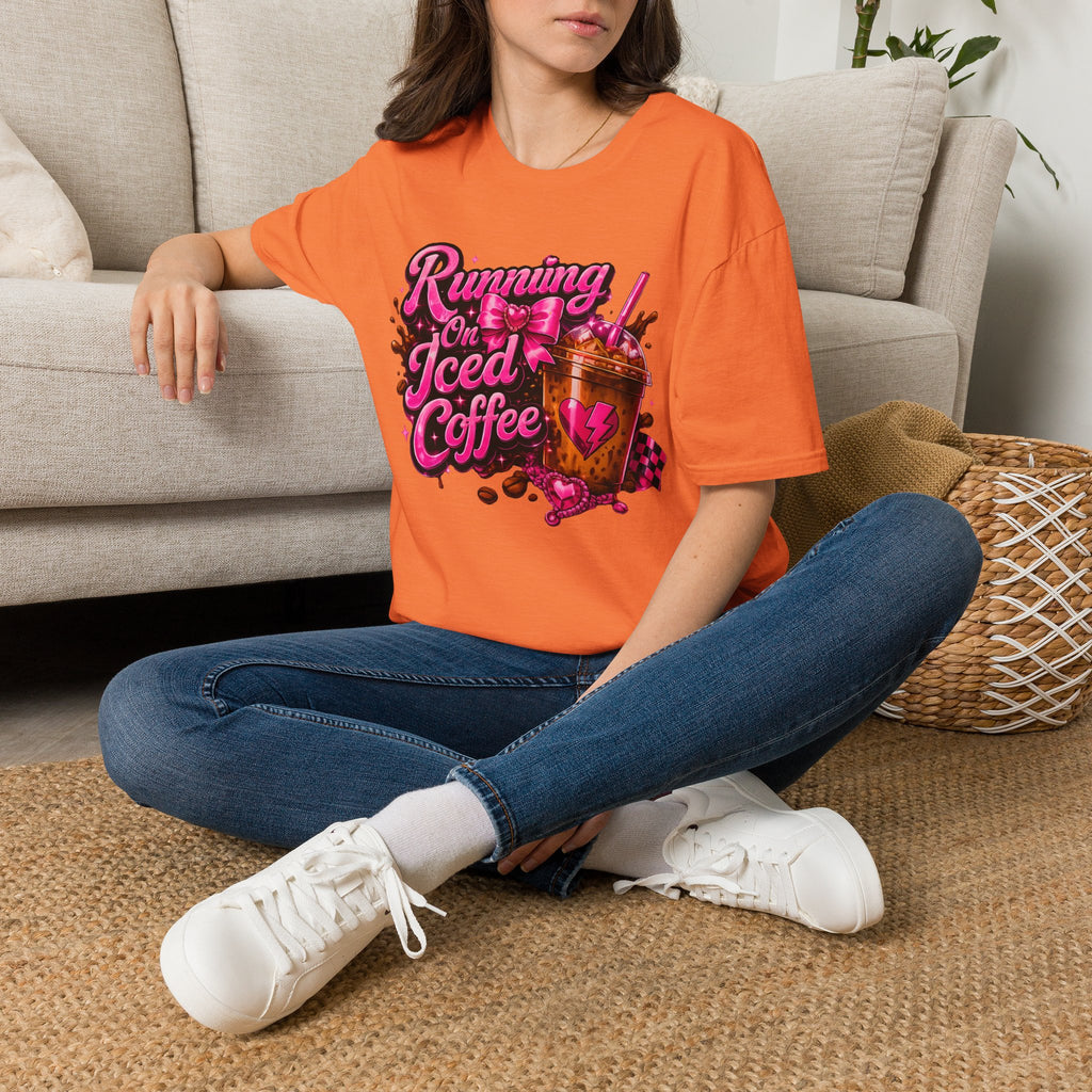 Running on Iced Coffee T-Shirt — Cute Pink Coffee Graphic Tee