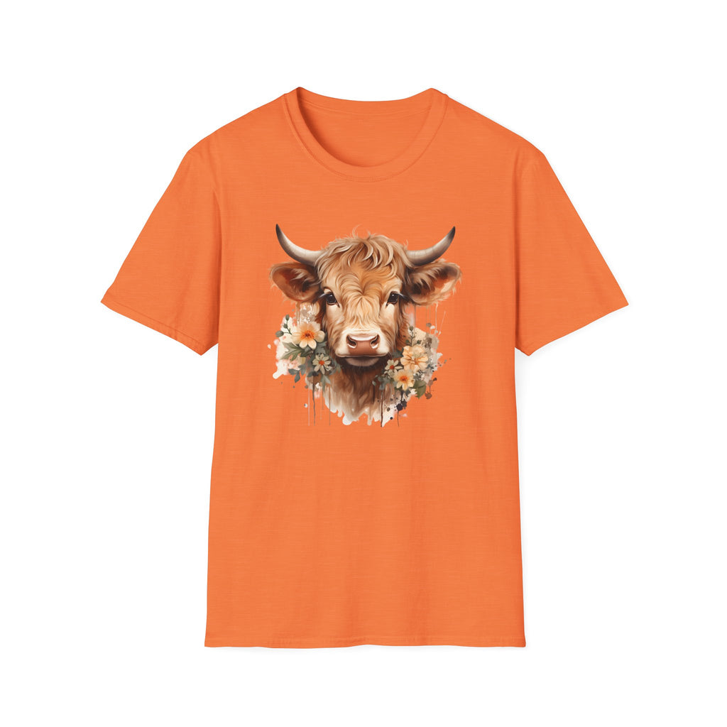 Cow Floral Tee — Cute Highland Cow Graphic T-Shirt