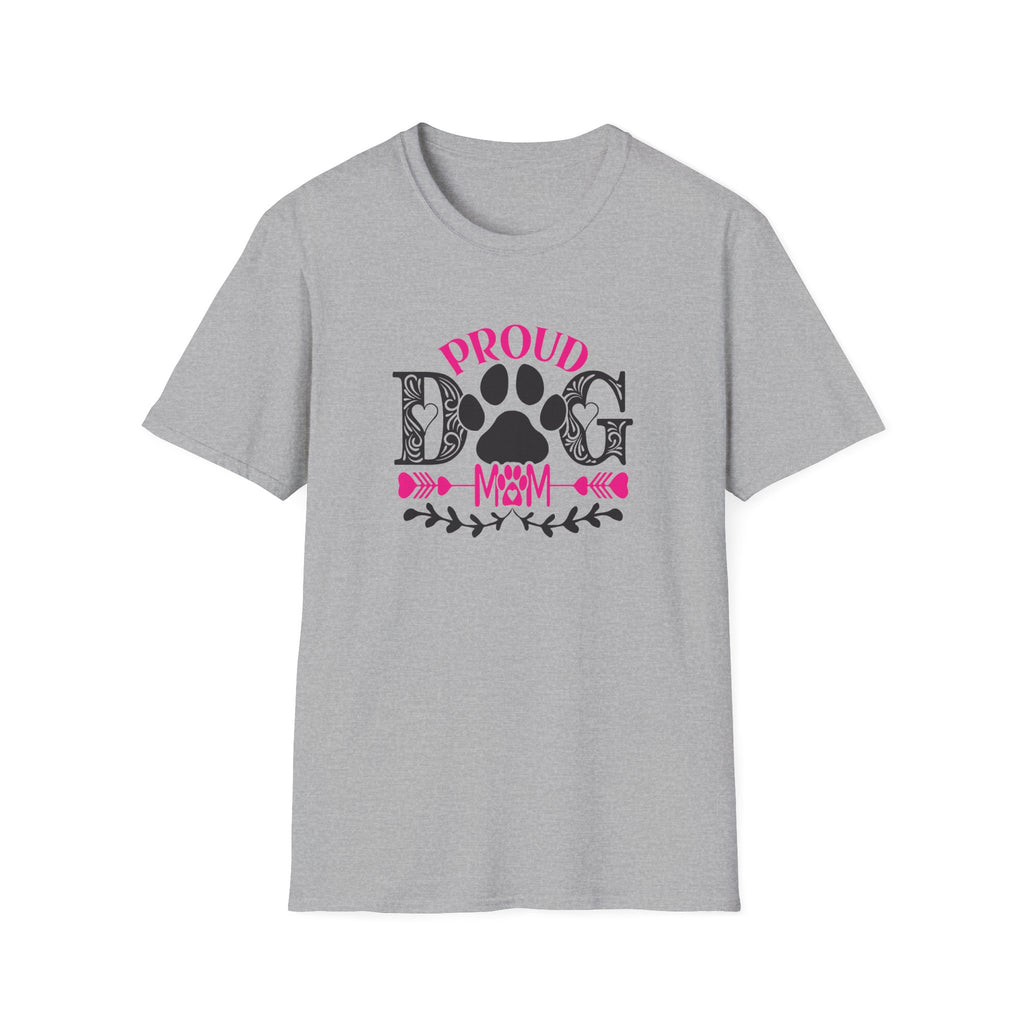 Proud Dog Mom T-Shirt – Pink Paw Graphic Tee for Dog Lovers