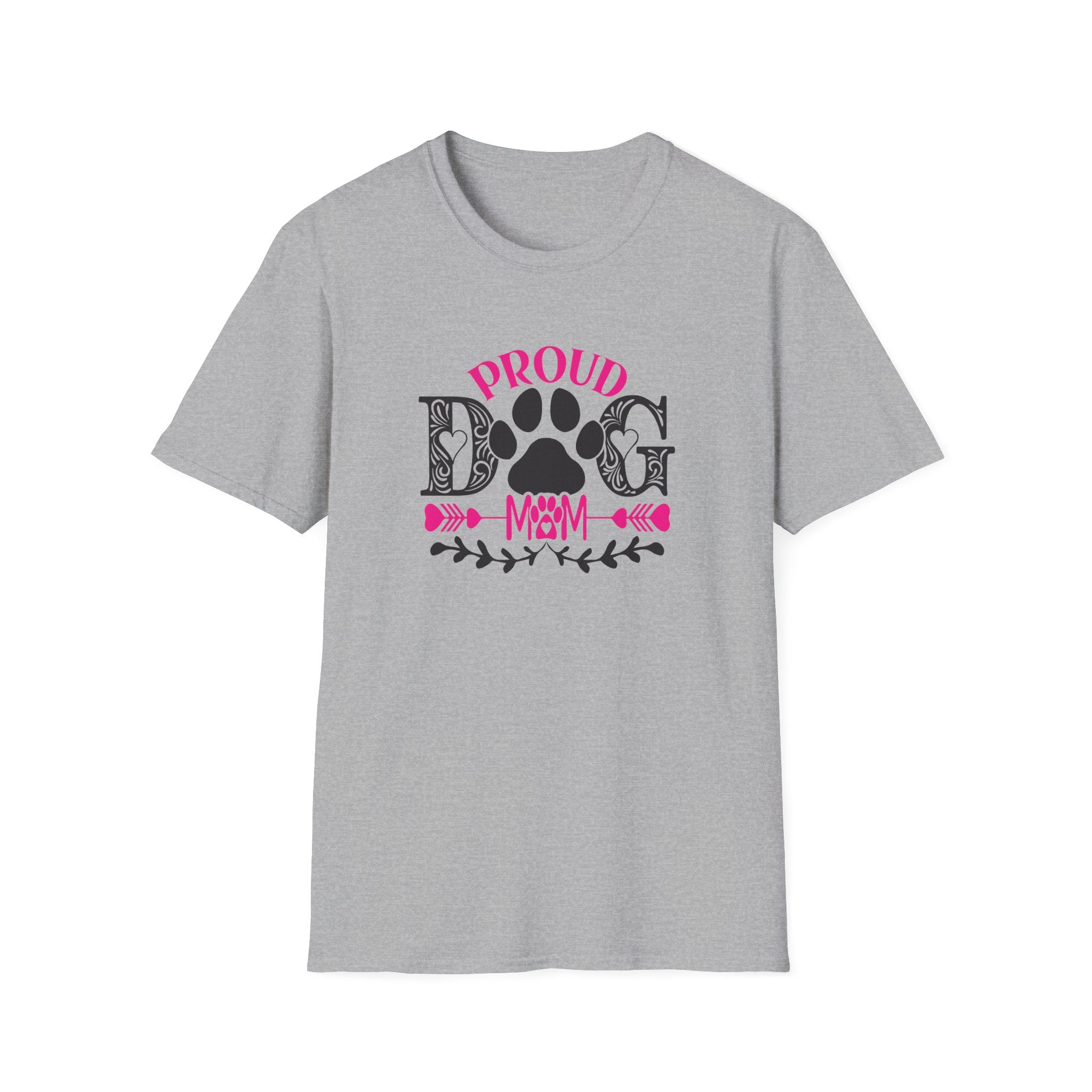 Proud Dog Mom T-Shirt – Pink Paw Graphic Tee for Dog Lovers