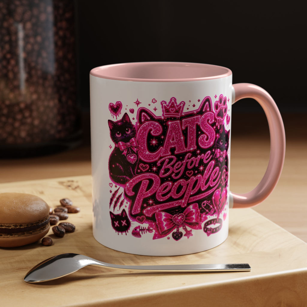 Cats Before People Coffee Mug — Pink Cat Lover Gift (11/15oz)