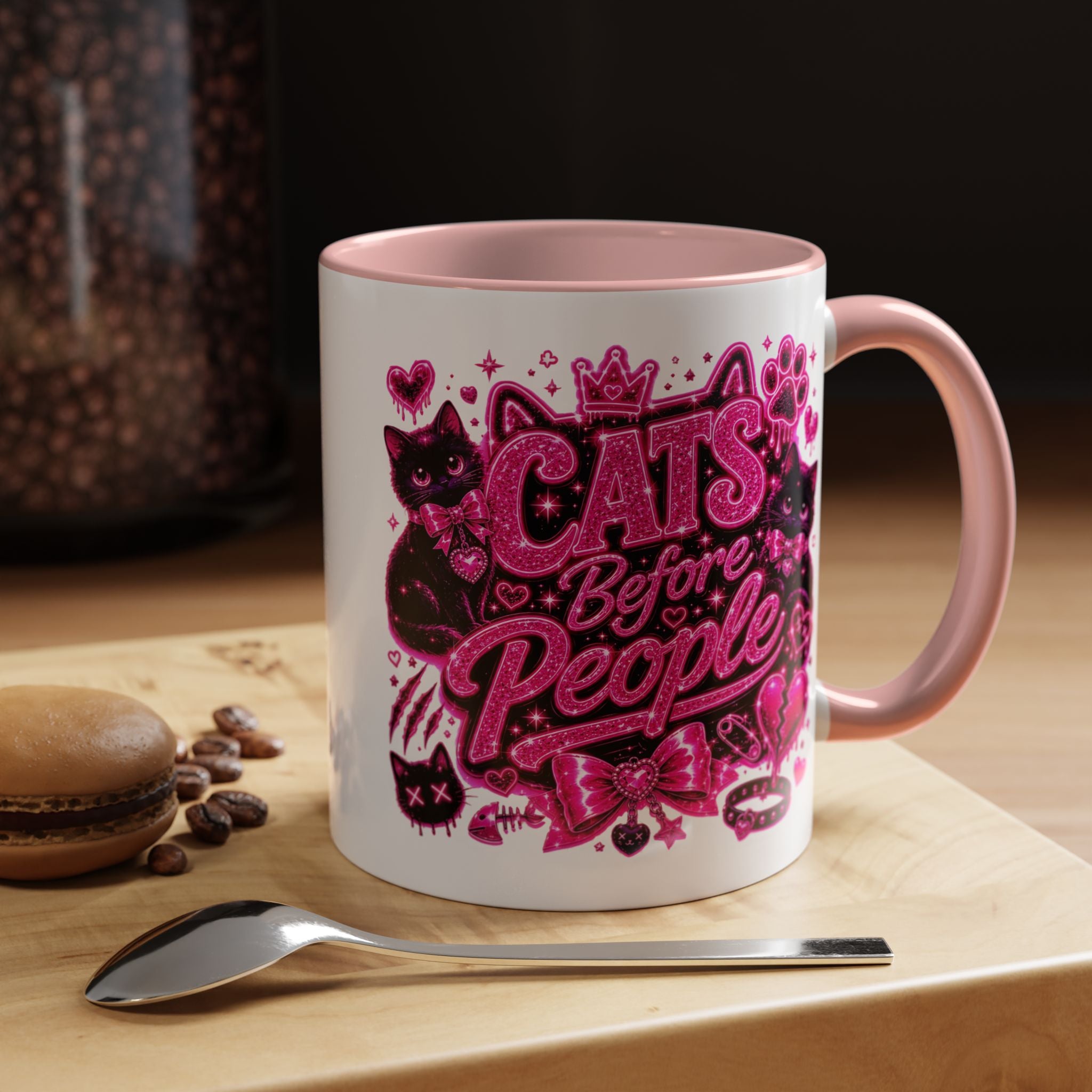 Cats Before People Coffee Mug — Pink Cat Lover Gift (11/15oz)