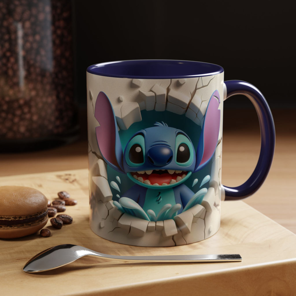Stitch Peekaboo Accent Coffee Mug – Cute Alien Character 11/15oz