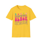 Retro 'Proud Black Woman' T-Shirt — Colorful Floral Graphic Tee