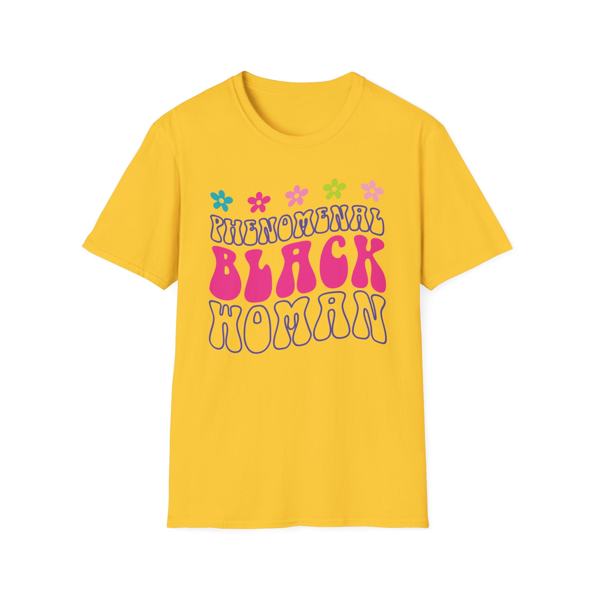 Retro 'Proud Black Woman' T-Shirt — Colorful Floral Graphic Tee