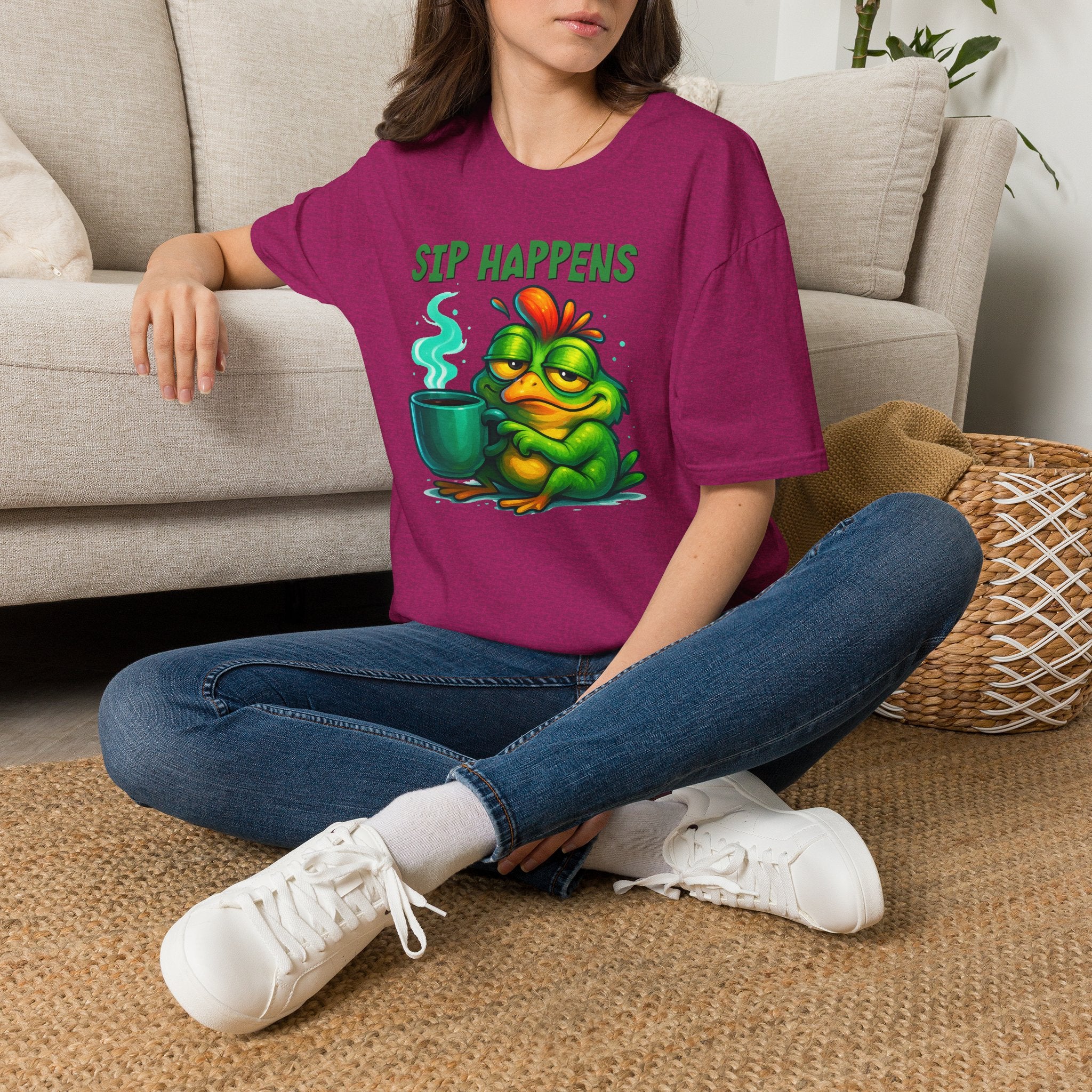 Sip Happens Frog T-Shirt — Funny Coffee Lover Tee