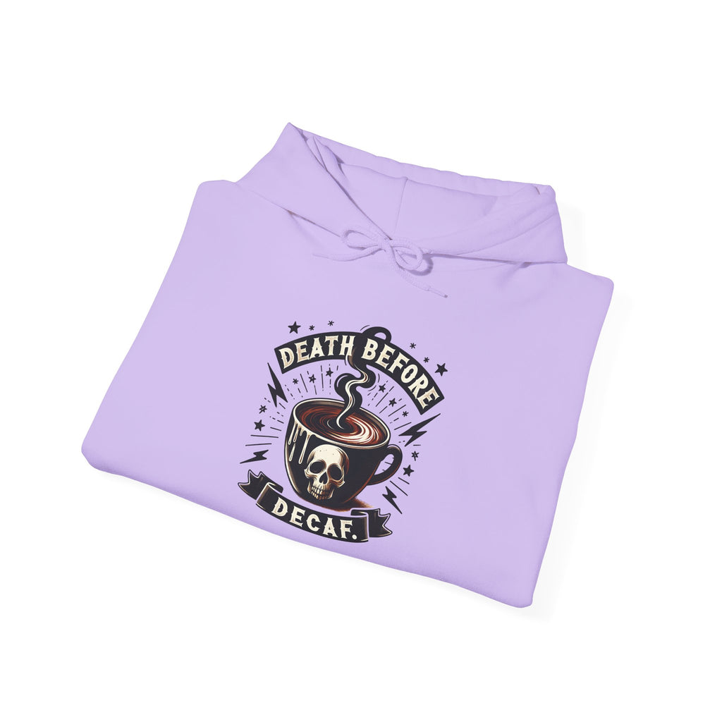 "Death Before Decaf" Coffee Skull Graphic Hoodie
