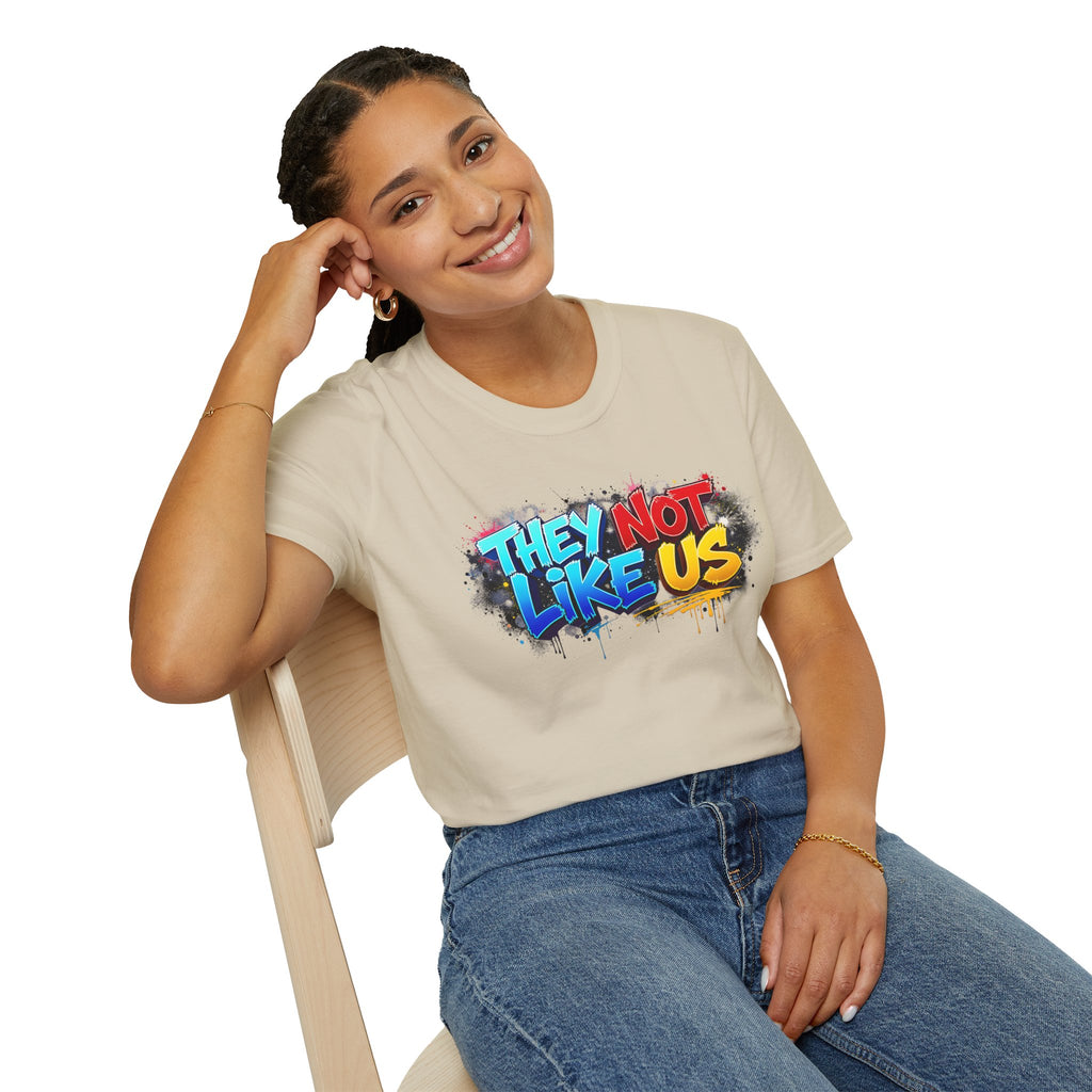 They Not Like Us T-Shirt — Bold Graffiti Statement Tee