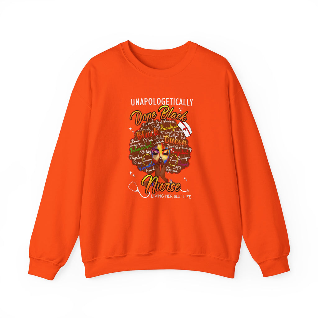 Unapologetically Dope Black Nurse Crewneck Sweatshirt – Brown Afro Nurse Stethoscope Design