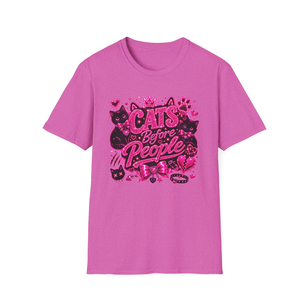 Cats Before People T-Shirt – Cute Pink Cat Graphic Tee