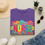 Nurse Floral Rainbow T-Shirt — Colorful Flower Tribute for Nurses