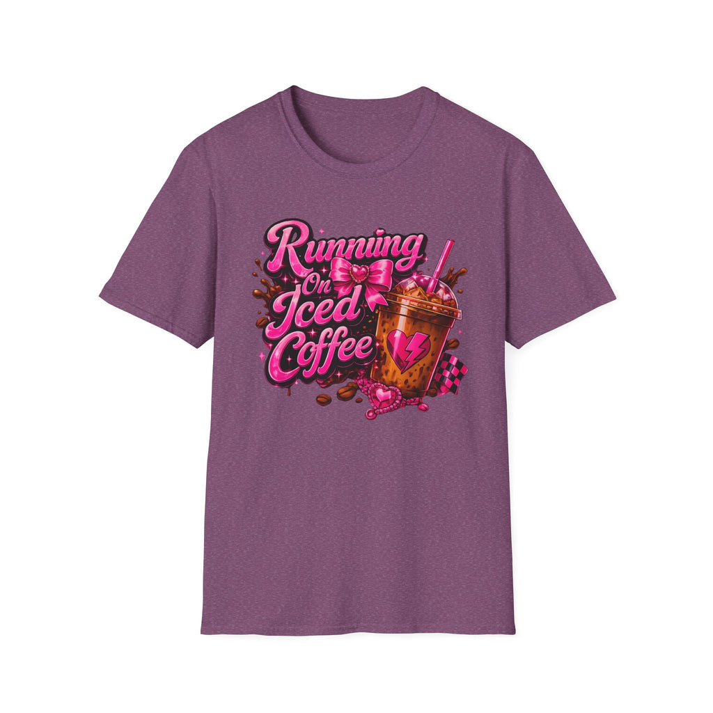 Running on Iced Coffee T-Shirt — Cute Pink Coffee Graphic Tee