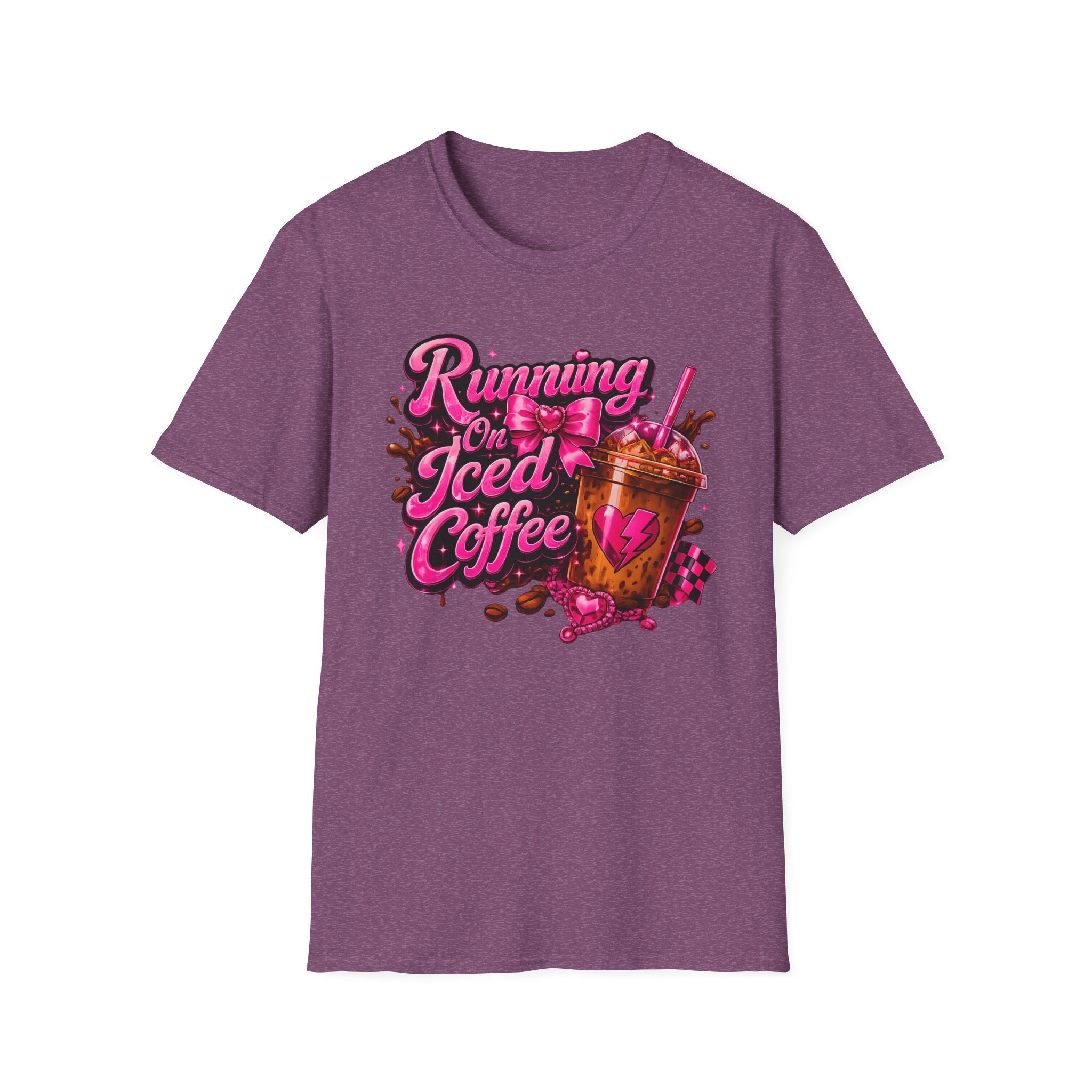 Running on Iced Coffee T-Shirt — Cute Pink Coffee Graphic Tee