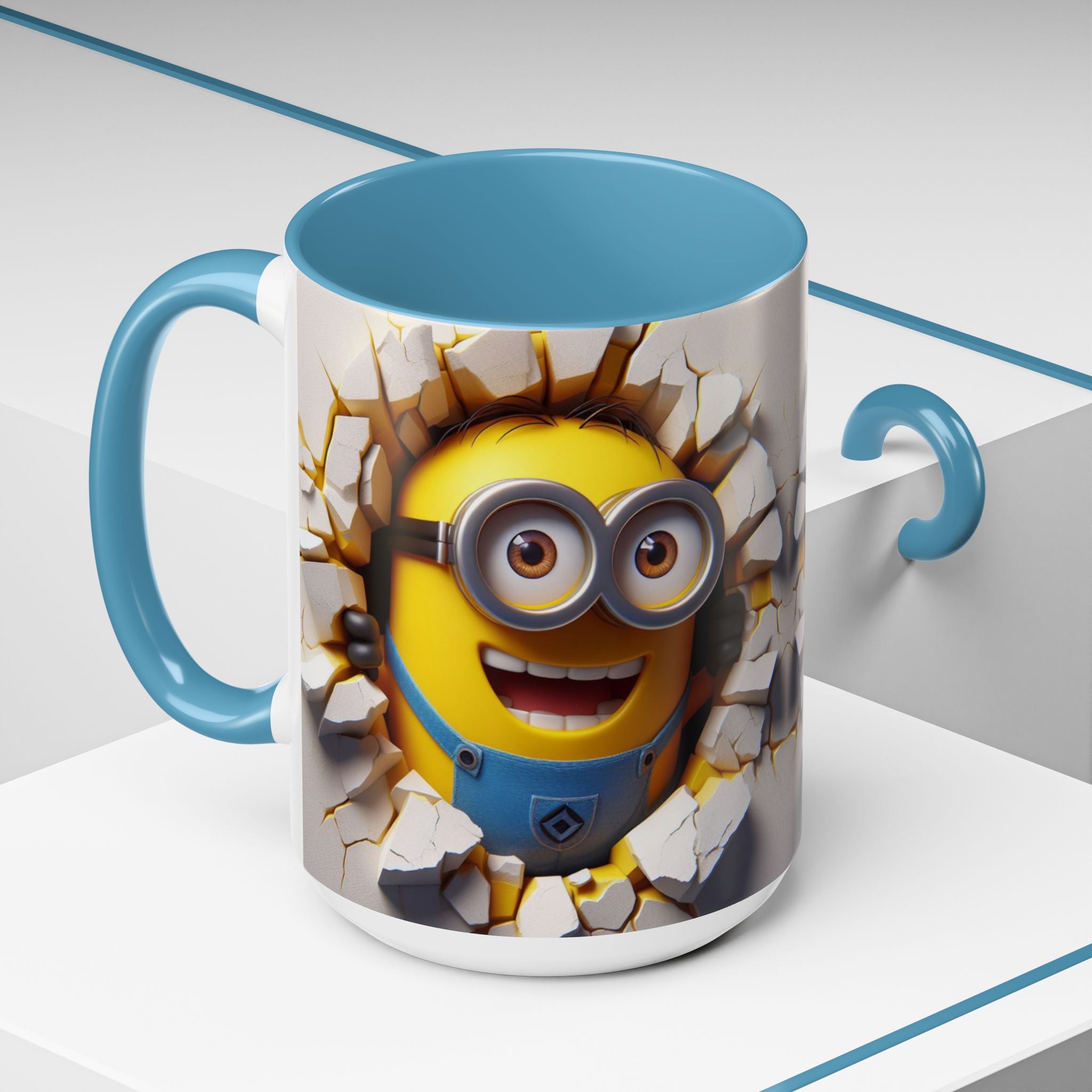 Minion "Breaking Wall" Accent Coffee Mug — Funny Cartoon Movie Character 11/15oz